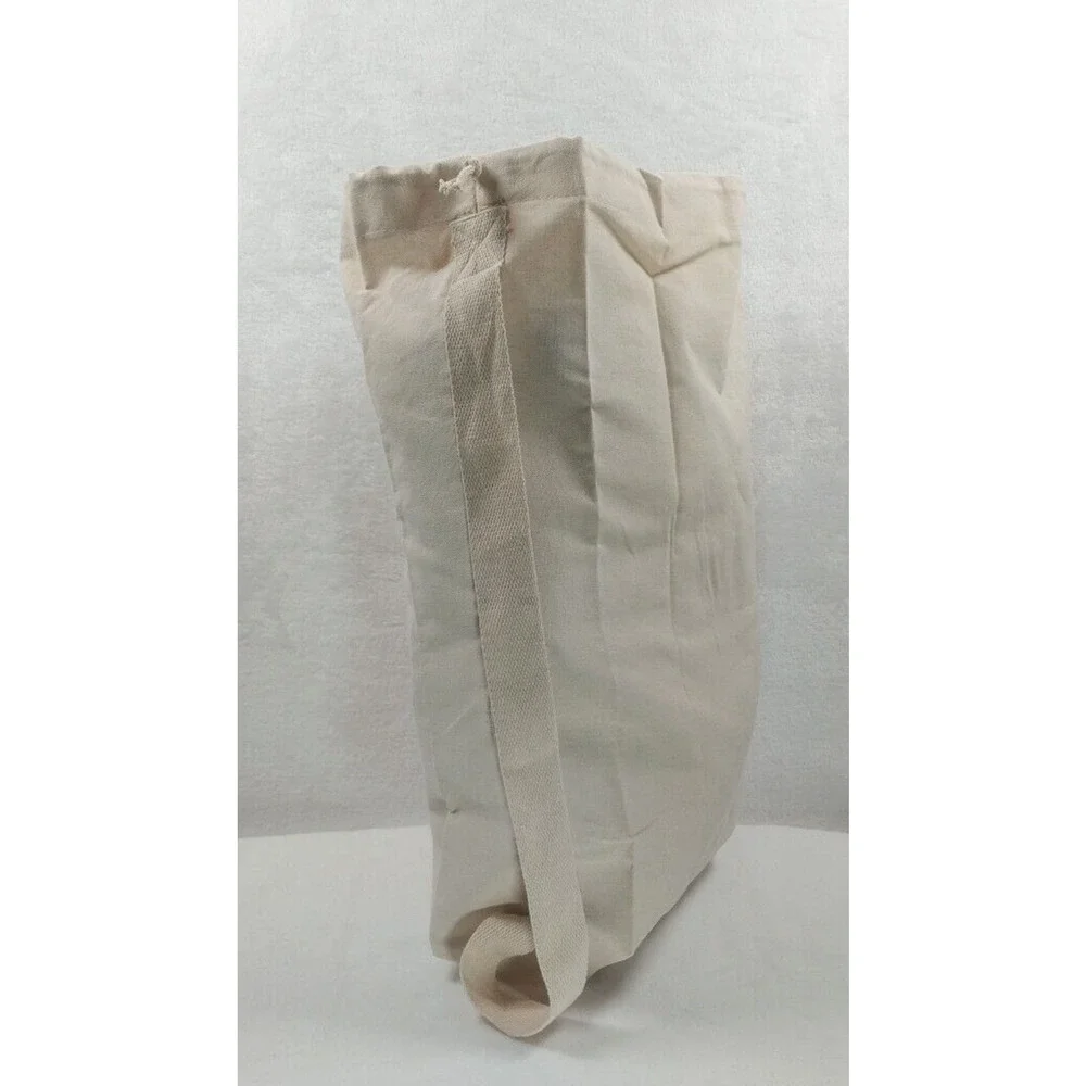 Retro Style Santa Large Canvas Tote Gift Bag Shopping Christmas 24x15 Drawstring